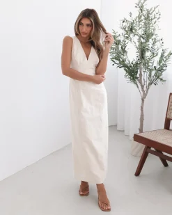 New Abriana Dress - Cream Linen Dresses|Holiday Dresses
