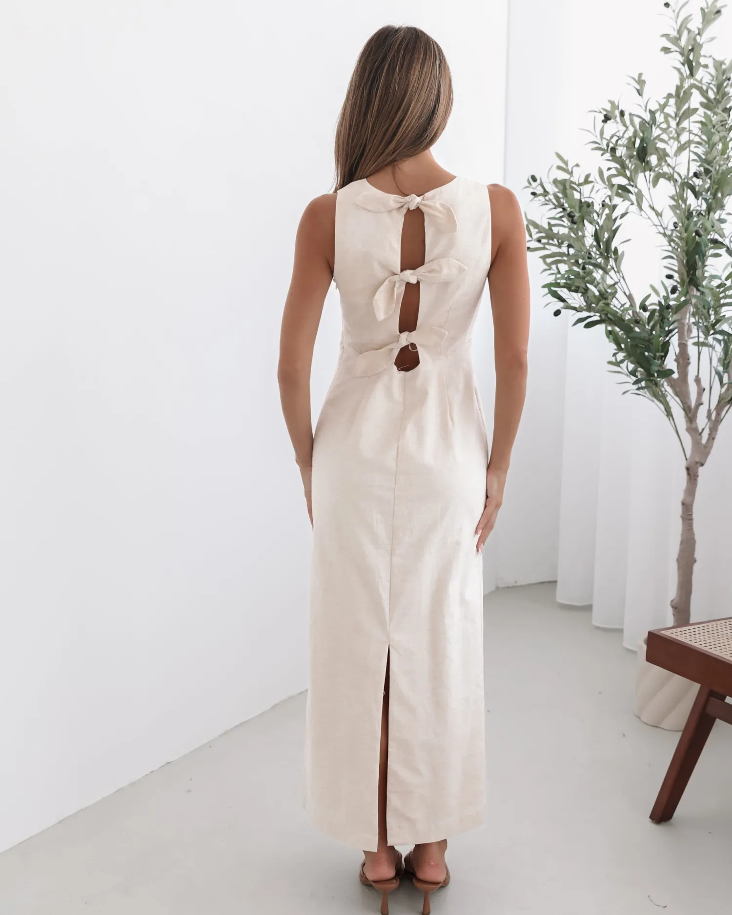 New Abriana Dress - Cream Linen Dresses|Holiday Dresses