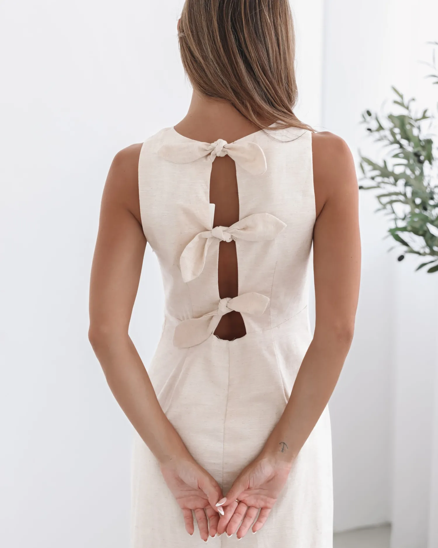 New Abriana Dress - Cream Linen Dresses|Holiday Dresses
