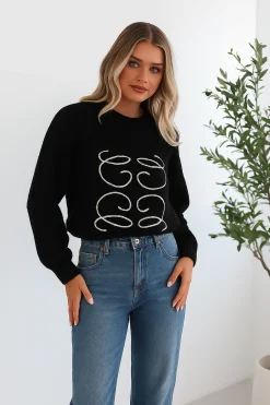 Online Adelaine Knit - Black Print Jumpers|Jumpers