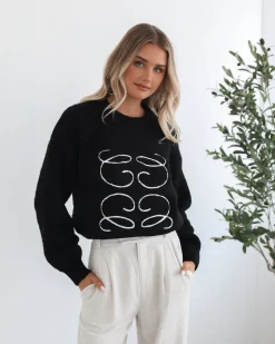 Online Adelaine Knit - Black Print Jumpers|Jumpers