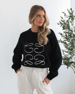 Online Adelaine Knit - Black Print Jumpers|Jumpers