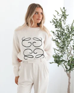 New Adelaine Knit - Cream Print Jumpers|Jumpers