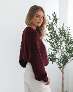 Best Adelaine Knit - Wine Print Jumpers|Jumpers