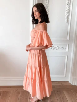 Discount Adrianie Dress - Orange Off The Shoulder Dresses|Maternity Dresses