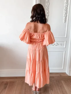Discount Adrianie Dress - Orange Off The Shoulder Dresses|Maternity Dresses