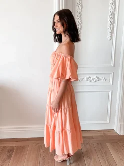 Discount Adrianie Dress - Orange Off The Shoulder Dresses|Maternity Dresses