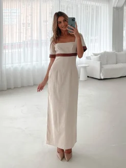 Best Adrianne Dress - Cream Print Maxi Dresses|Date Night Dresses