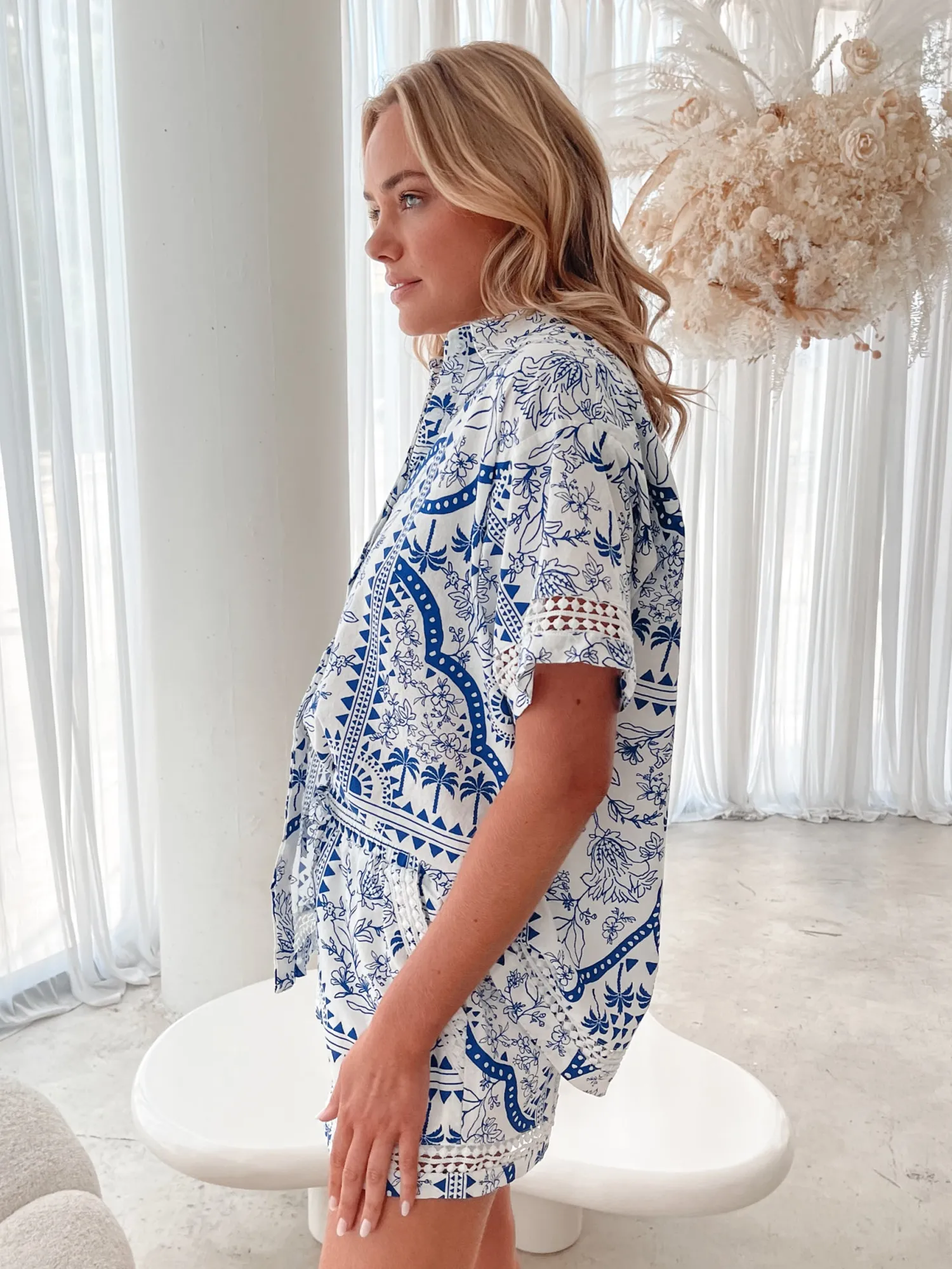 Discount Aeris Shirt - Blue Print Casual Tops|Blouses & Shirts