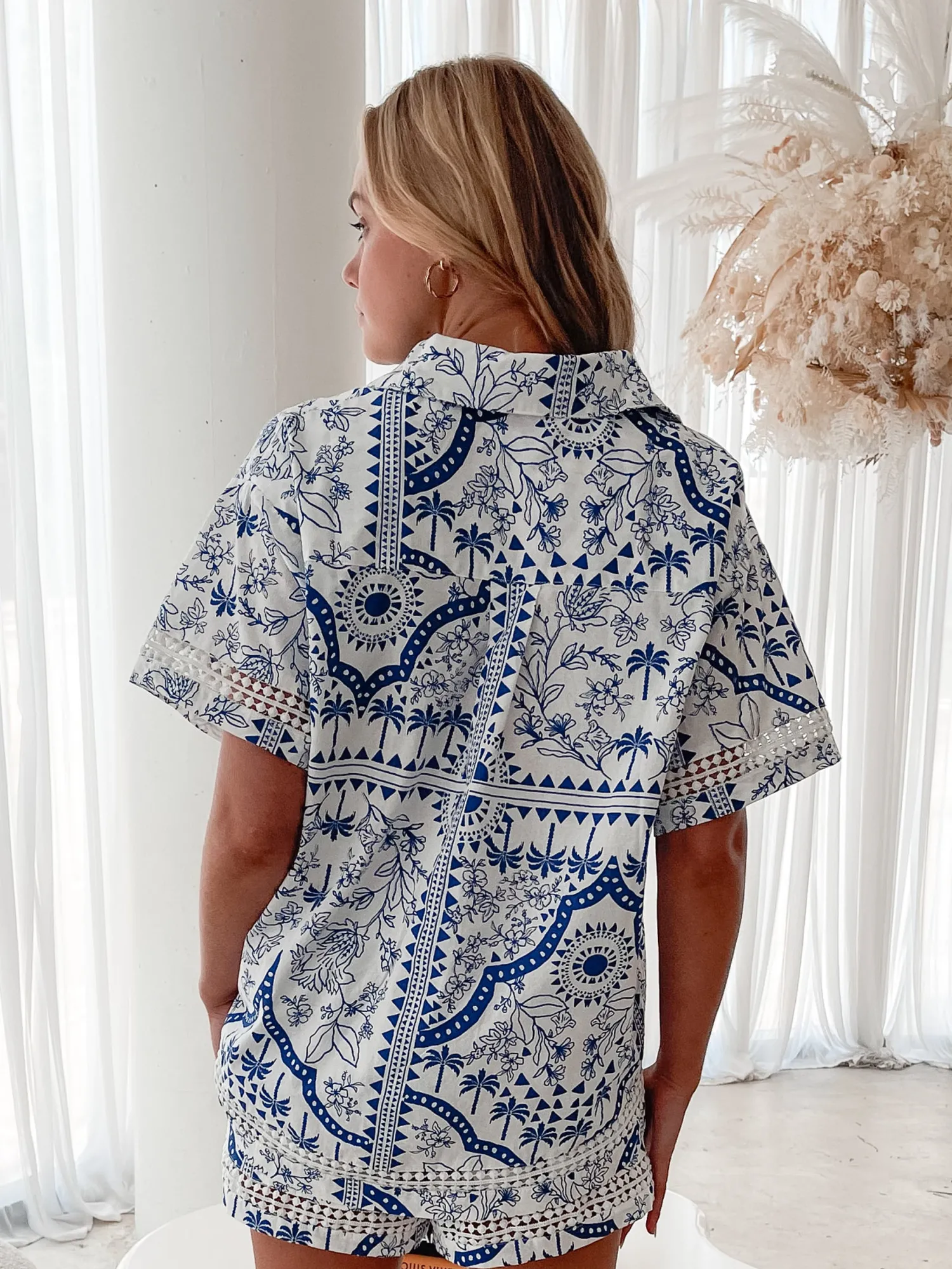 Discount Aeris Shirt - Blue Print Casual Tops|Blouses & Shirts