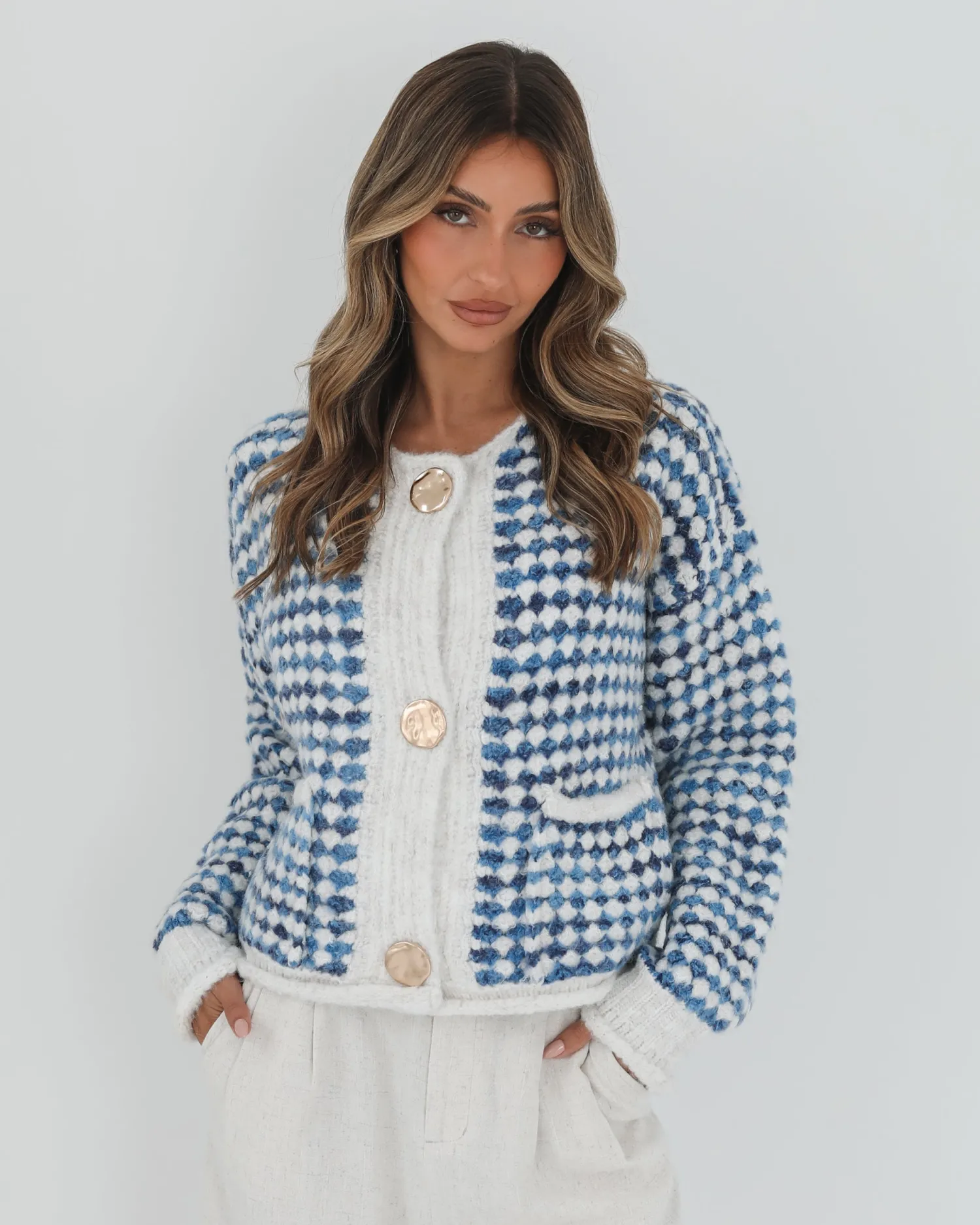 Best Aica Cardigan - Blue Print Cardigans|Knitwear & Jumpers