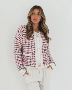 Hot Aica Cardigan - Pink Print Cardigans|Knitwear & Jumpers