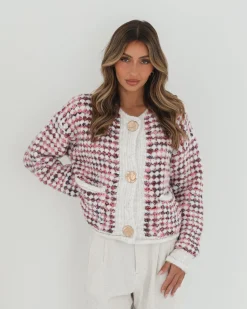 Hot Aica Cardigan - Pink Print Cardigans|Knitwear & Jumpers