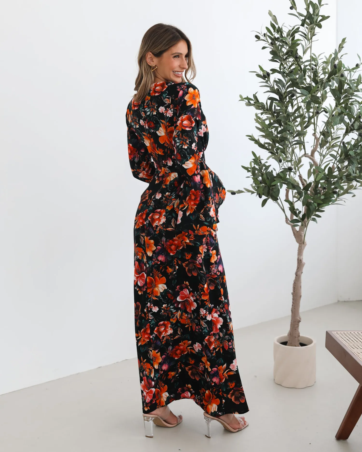 Discount Amareya Dress - Black Floral Floral Dresses|Long Sleeve Dresses