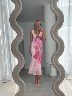 Outlet Amariah Dress - Pink Floral Floral Dresses|Maxi Dresses