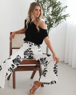 Amelyn Pants - White Print Pants|Bottoms