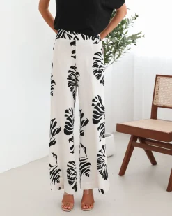 Amelyn Pants - White Print Pants|Bottoms
