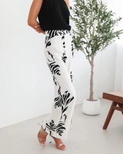 Amelyn Pants - White Print Pants|Bottoms