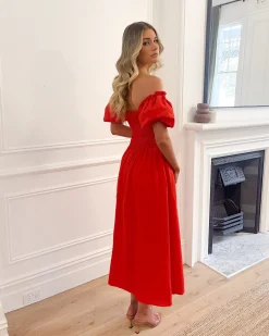 Sale Anvika Dress - Red Cut Out Dresses|Off The Shoulder Dresses