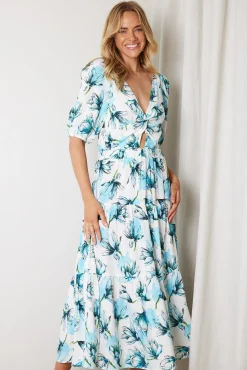 Ashlan Dress - Blue Floral Floral Dresses|Cut Out Dresses