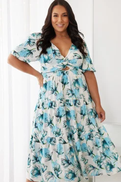 Ashlan Dress - Blue Floral Floral Dresses|Cut Out Dresses