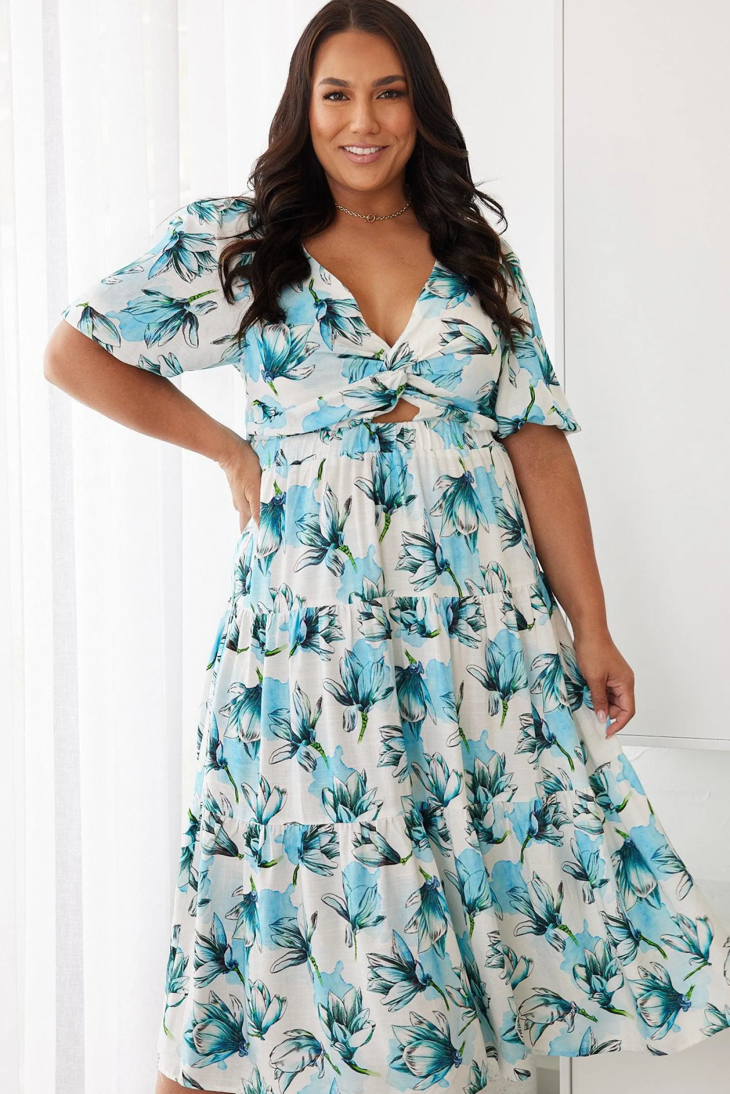 Ashlan Dress - Blue Floral Floral Dresses|Cut Out Dresses