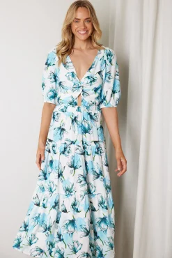 Ashlan Dress - Blue Floral Floral Dresses|Cut Out Dresses