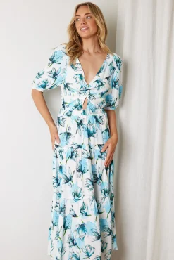 Ashlan Dress - Blue Floral Floral Dresses|Cut Out Dresses