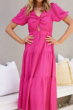 Sale Ashlan Dress - Hot Pink Cut Out Dresses|Curve Dresses