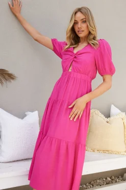 Sale Ashlan Dress - Hot Pink Cut Out Dresses|Curve Dresses