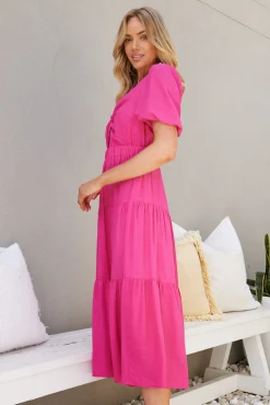 Sale Ashlan Dress - Hot Pink Cut Out Dresses|Curve Dresses