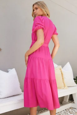 Sale Ashlan Dress - Hot Pink Cut Out Dresses|Curve Dresses