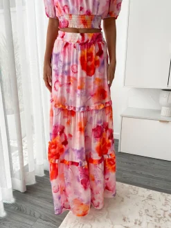 Sale Avelisse Skirt - Pink Print Skirts|Sets