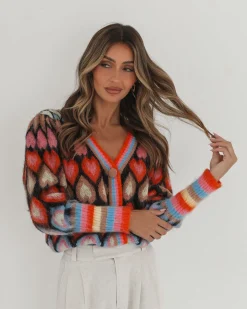 Sale Aveloria Cardigan - Black Print Cardigans|Knitwear & Jumpers
