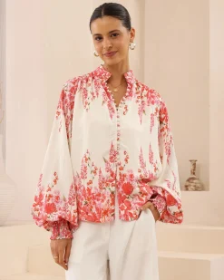 Best Avenelle Blouse - Pink Floral Long Sleeve Tops|Blouses & Shirts