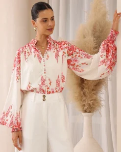 Best Avenelle Blouse - Pink Floral Long Sleeve Tops|Blouses & Shirts