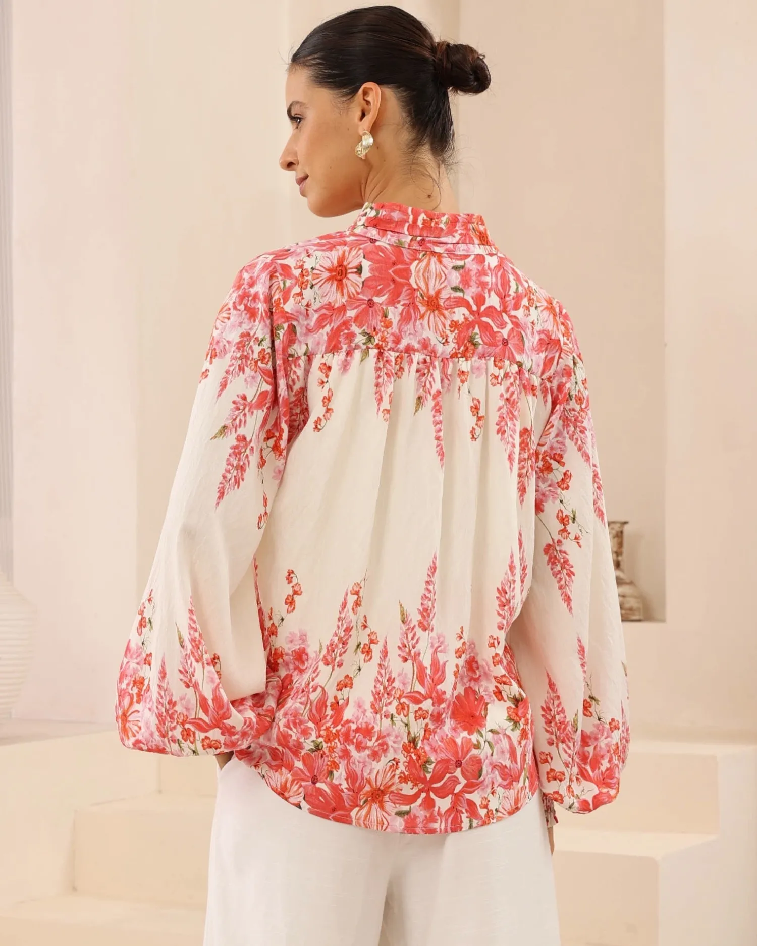 Best Avenelle Blouse - Pink Floral Long Sleeve Tops|Blouses & Shirts