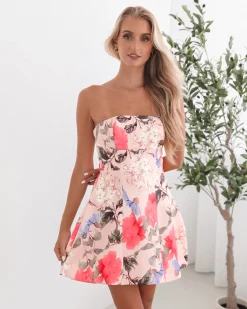 New Bernice Dress - Pink Floral Floral Dresses|Mini Dresses