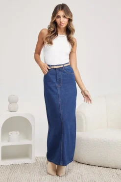 Sale Brecca Skirt - Indigo Denim Skirts|Bottoms