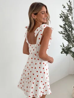Clearance Carolyn Dress - White Print Mini Dresses|Valentine'S Day Dresses