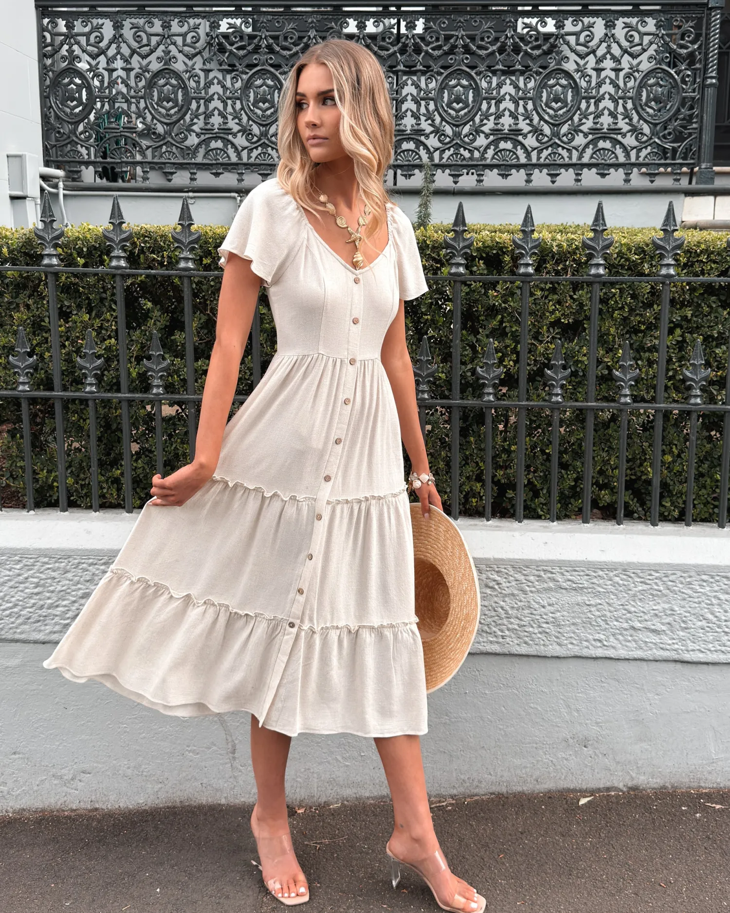 Online Celie Dress - Beige Linen Dresses|Basic Dresses