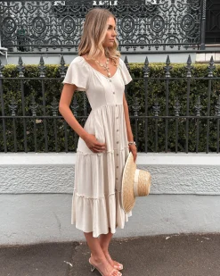 Online Celie Dress - Beige Linen Dresses|Basic Dresses