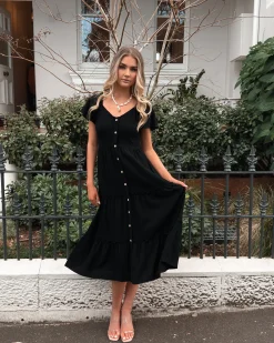 Discount Celie Dress - Black Linen Dresses|Maternity Dresses