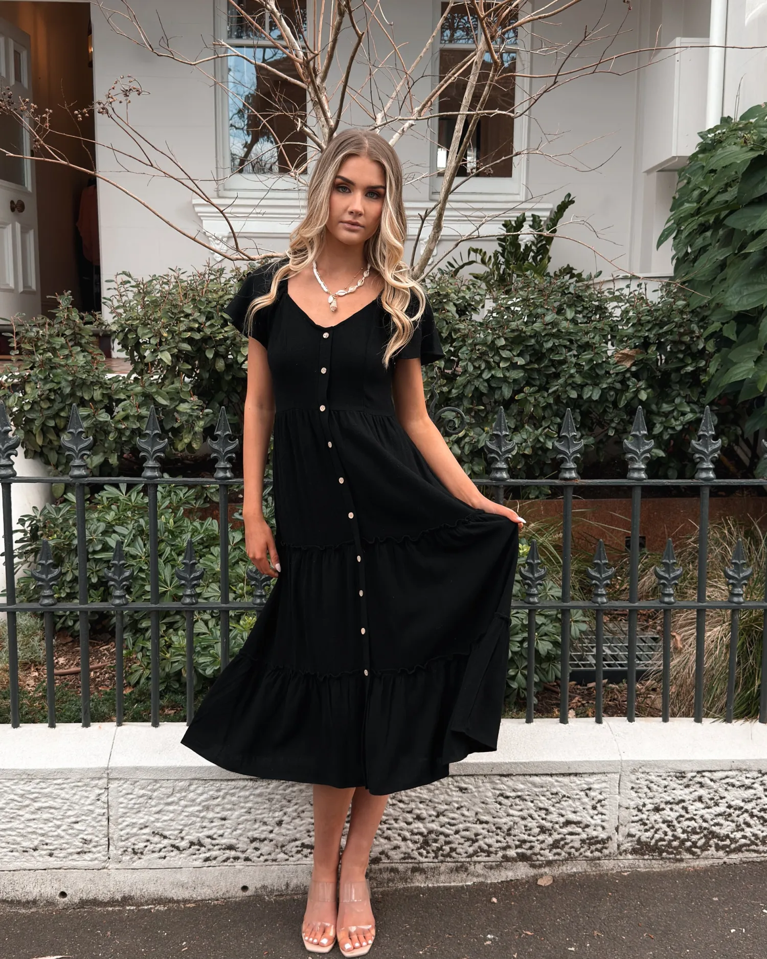 Discount Celie Dress - Black Linen Dresses|Maternity Dresses
