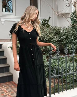 Discount Celie Dress - Black Linen Dresses|Maternity Dresses