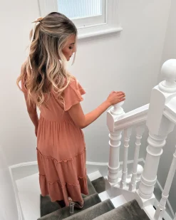 Clearance Celie Dress - Rust Linen Dresses|Basic Dresses