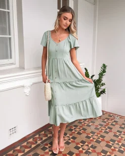 Hot Celie Dress - Sage Linen Dresses|Maternity Dresses