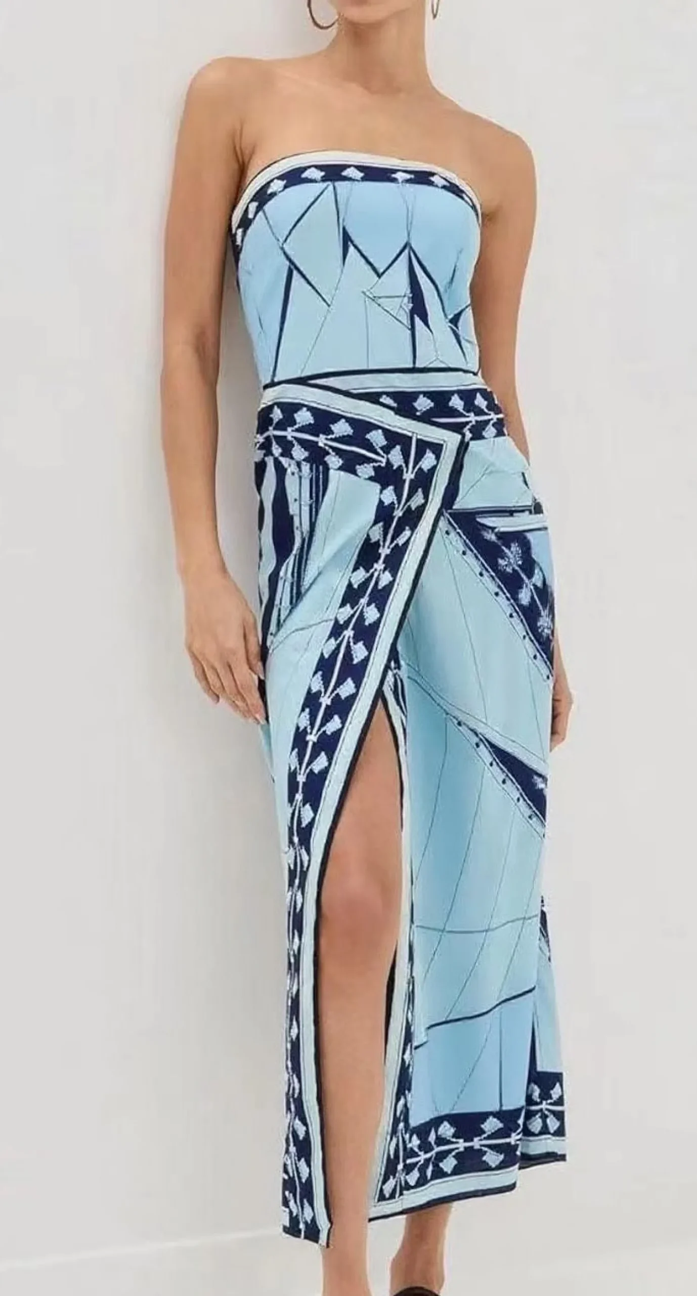 Discount Ceriane Dress - Blue Print Curve Dresses|Maxi Dresses