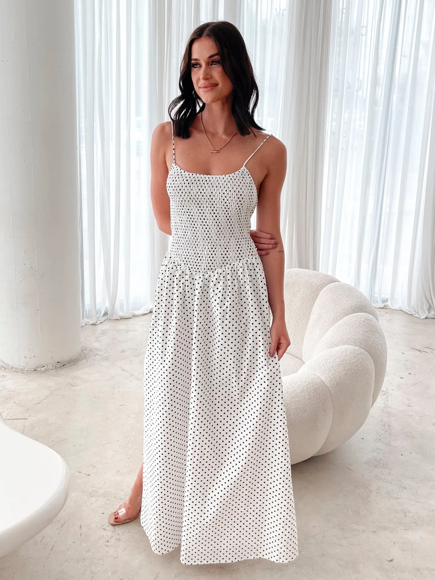 Best Cevanna Dress - White Spot Spot Dresses|Maternity Dresses