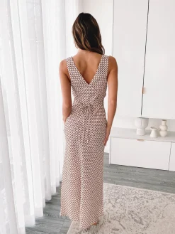 Best Charlette Dress - Brown Print Satin Dresses|Maxi Dresses